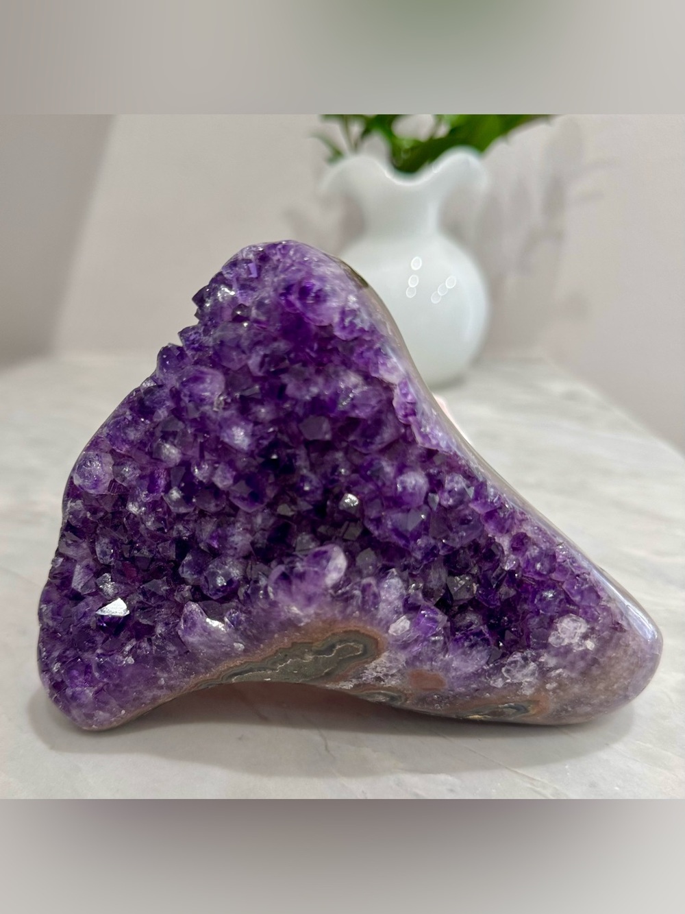Amethyst Crystal Geode Display - Deep Purple Cluster